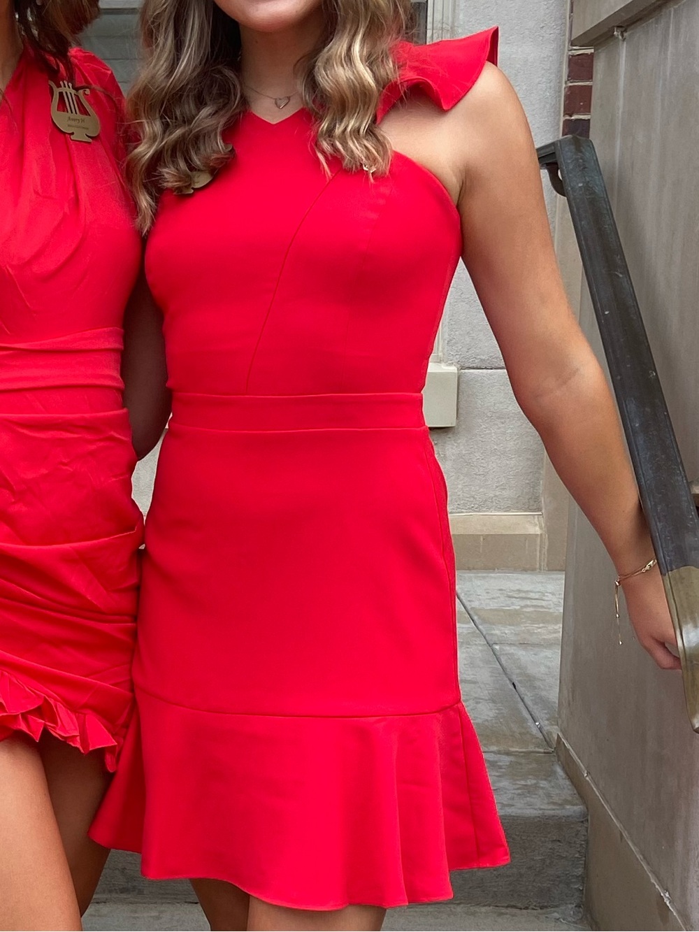 Adelyn Rae Red Ruffle-Sleeve Midi Dress - Picture 4 of 4